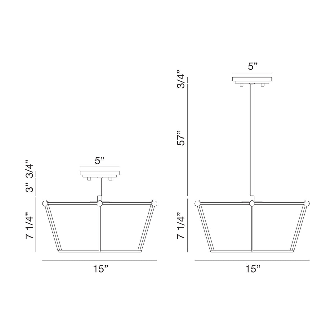 Eurofase Three Light Semi Flush Mount