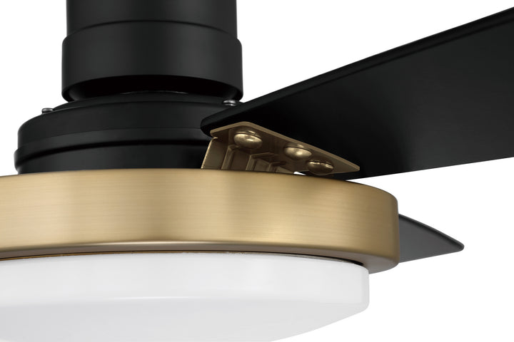 Craftmade Manning 52" Smart Ceiling Fan with 20W LED and Remote in Flat Black/Satin Brass