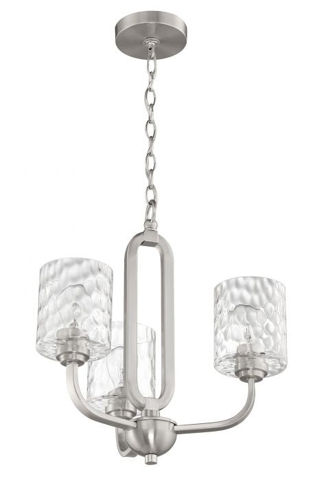 Collins Three Light Chandelier in Brushed Polished Nickel