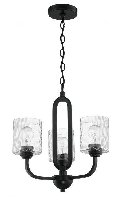 Collins Three Light Chandelier in Flat Black