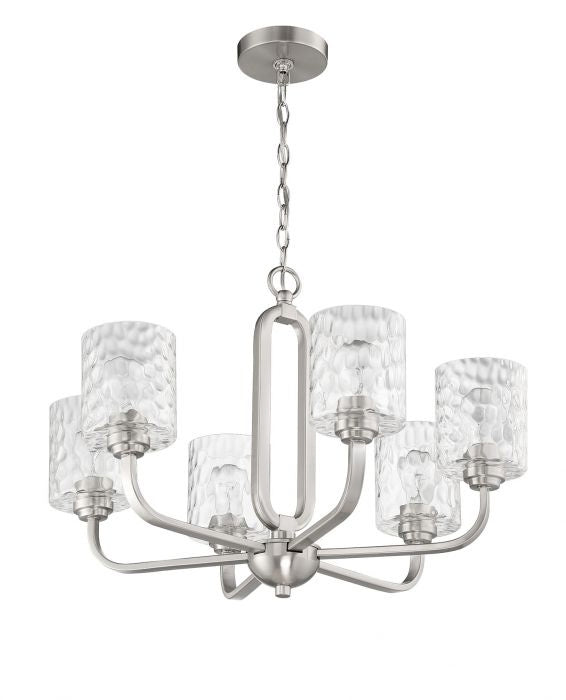 Collins Six Light Chandelier in Brushed Polished Nickel