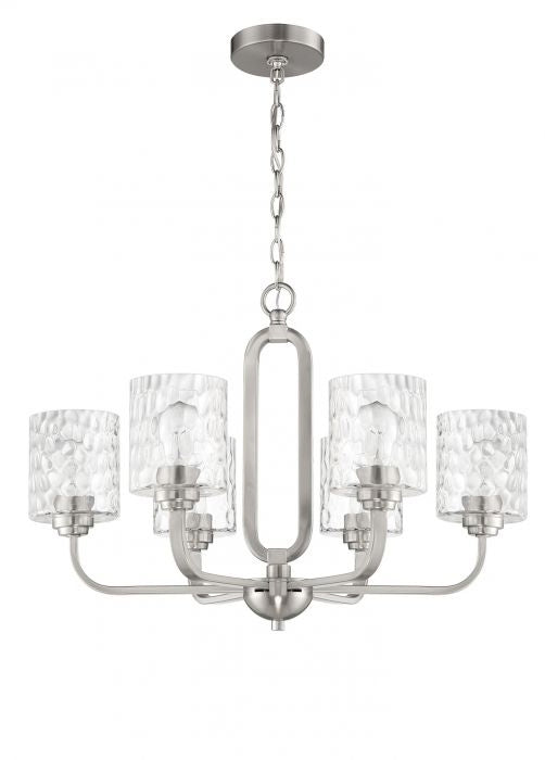 Collins Six Light Chandelier in Brushed Polished Nickel