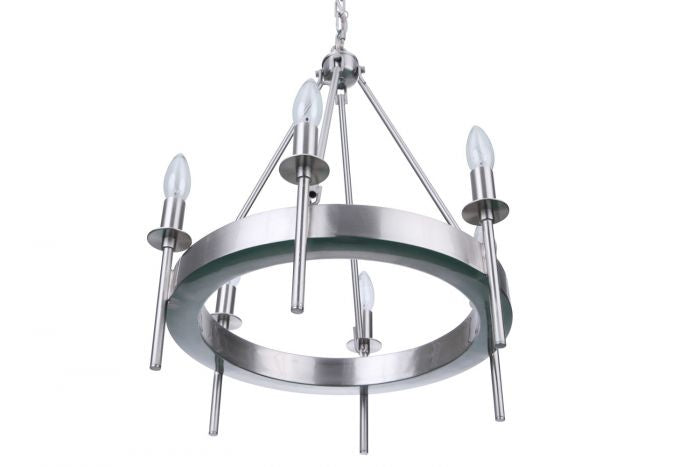 Larrson Six Light Chandelier in Brushed Polished Nickel