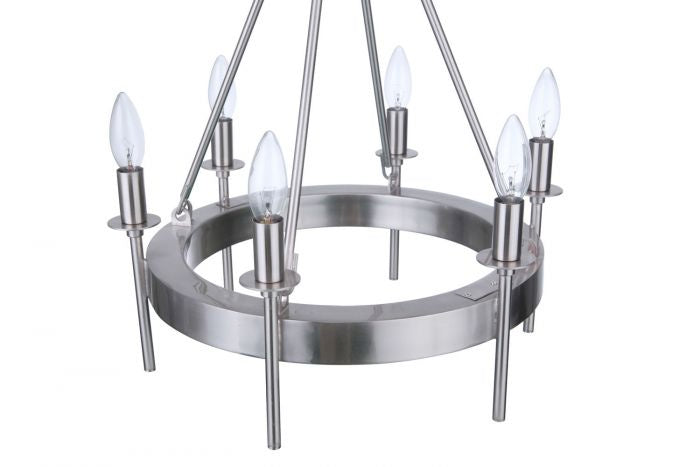 Larrson Six Light Chandelier in Brushed Polished Nickel