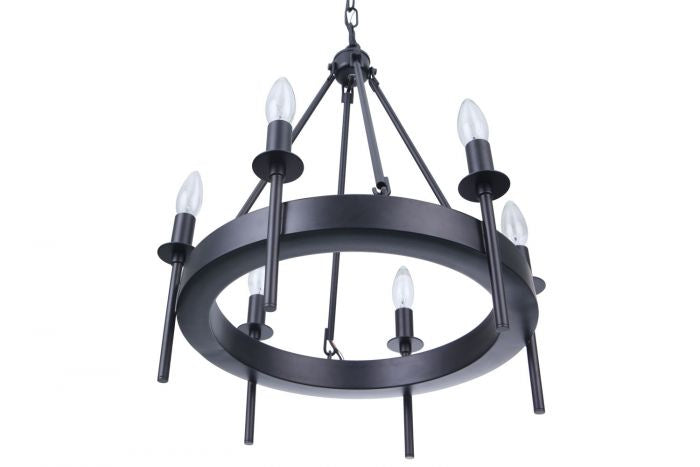 Larrson Six Light Chandelier in Flat Black