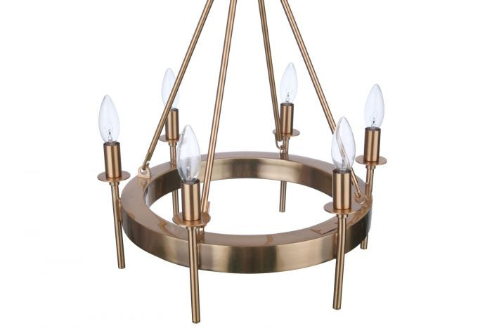 Larrson Six Light Chandelier in Satin Brass