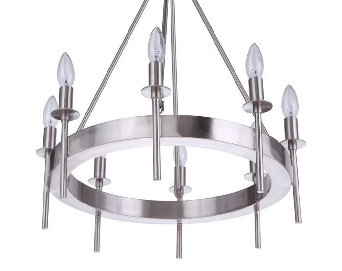 Larrson Eight Light Chandelier in Brushed Polished Nickel