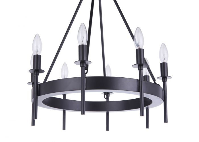 Larrson Eight Light Chandelier in Flat Black