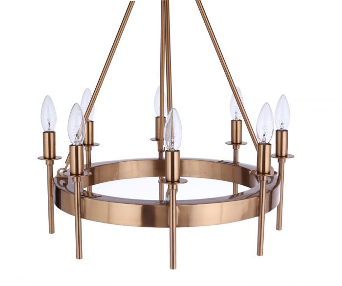 Larrson Eight Light Chandelier in Satin Brass