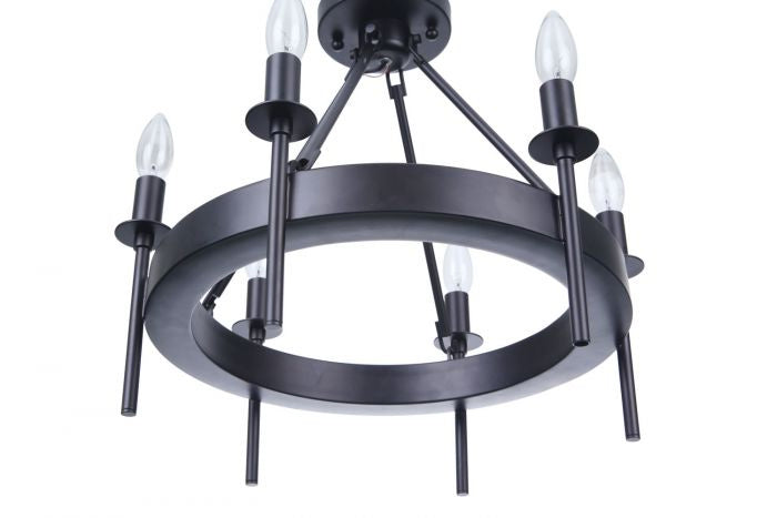 Larrson Six Light Semi-Flush Mount in Flat Black