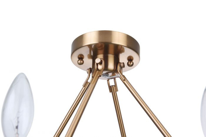 Larrson Six Light Semi-Flush Mount in Satin Brass