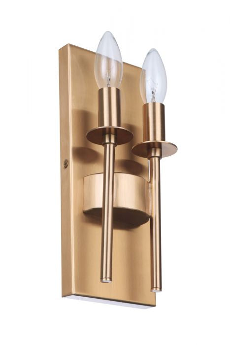 Larrson Two Light Wall Sconce in Satin Brass