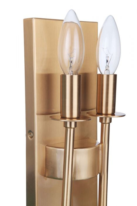 Larrson Two Light Wall Sconce in Satin Brass