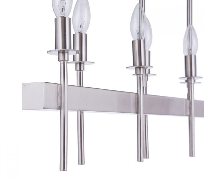 Larrson Eight Light Island Pendant in Brushed Polished Nickel