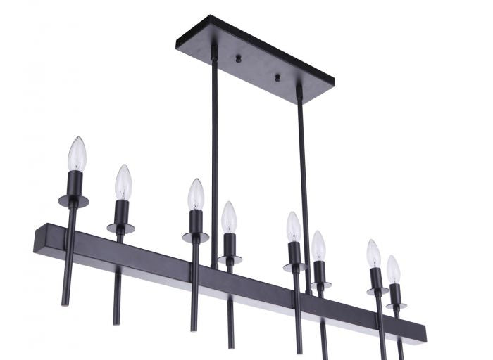 Larrson Eight Light Island Pendant in Flat Black