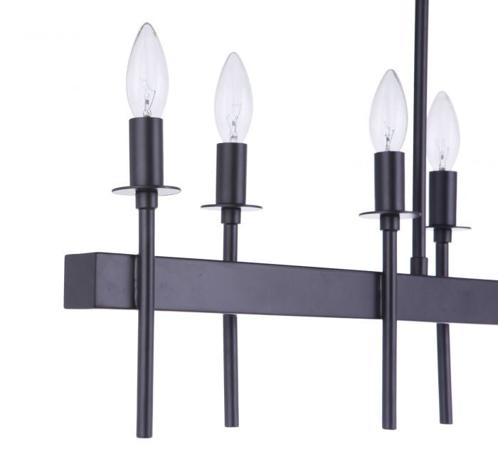 Larrson Eight Light Island Pendant in Flat Black