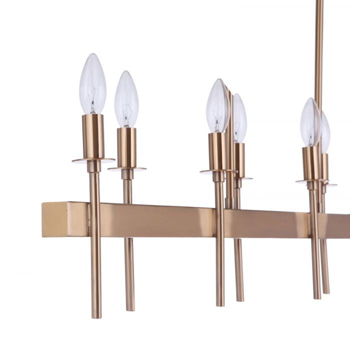 Larrson Eight Light Island Pendant in Satin Brass