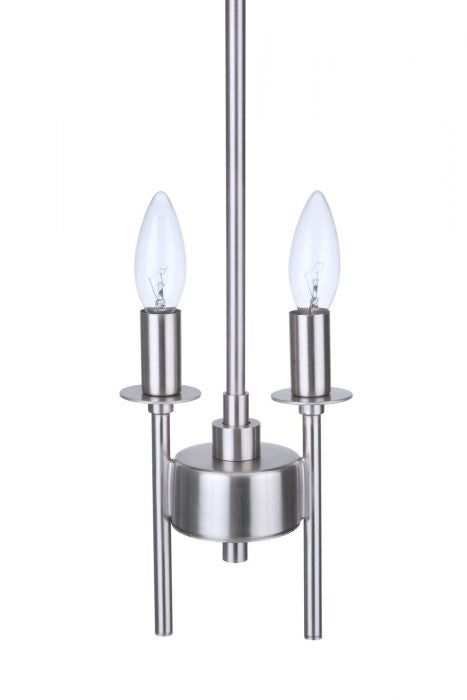 Larrson Two Light Mini Pendant in Brushed Polished Nickel