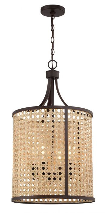 Malaya Four Light Foyer Pendant in Aged Bronze Brushed