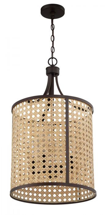 Malaya Four Light Foyer Pendant in Aged Bronze Brushed