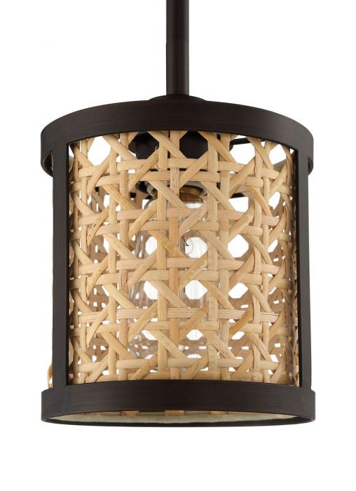 Malaya One Light Mini Pendant in Aged Bronze Brushed