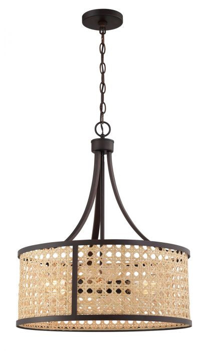 Malaya Six Light Pendant in Aged Bronze Brushed