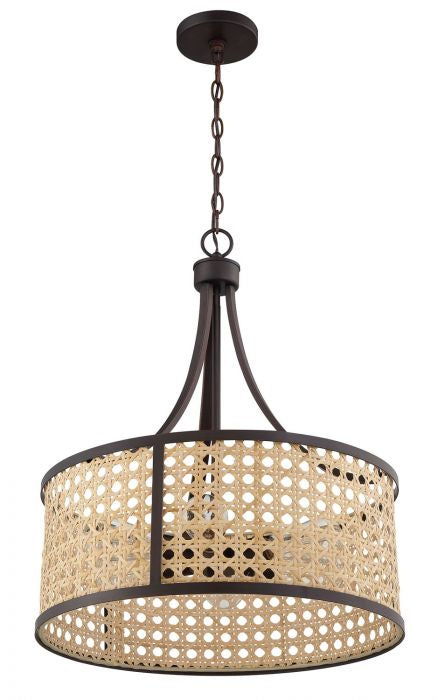 Malaya Six Light Pendant in Aged Bronze Brushed