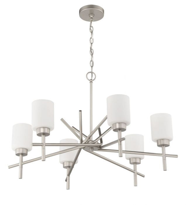 Cadence Six Light Chandelier in Satin Nickel