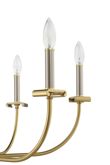 Stanza Six Light Chandelier in Brushed Polished Nickel/Satin Brass