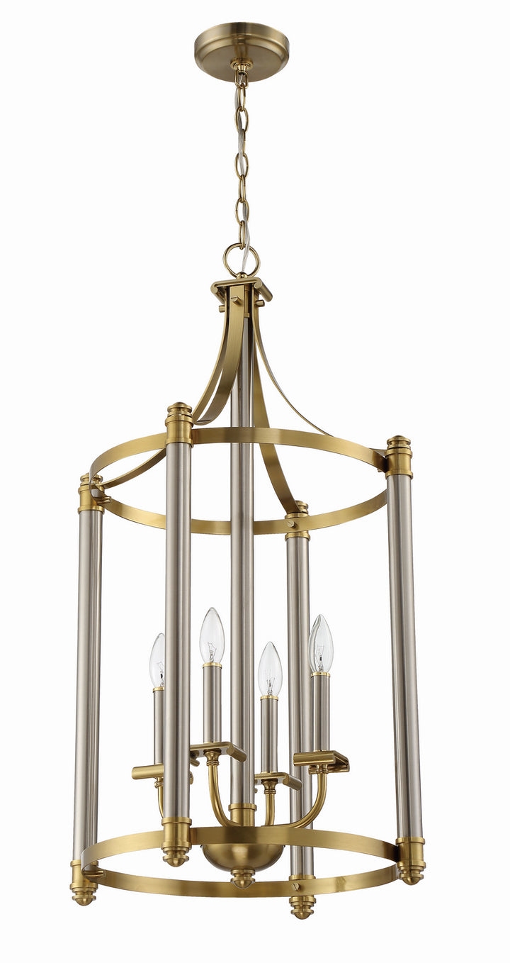 Stanza Four Light Foyer Pendant in Brushed Polished Nickel/Satin Brass