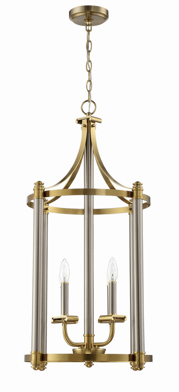 Stanza Four Light Foyer Pendant in Brushed Polished Nickel/Satin Brass