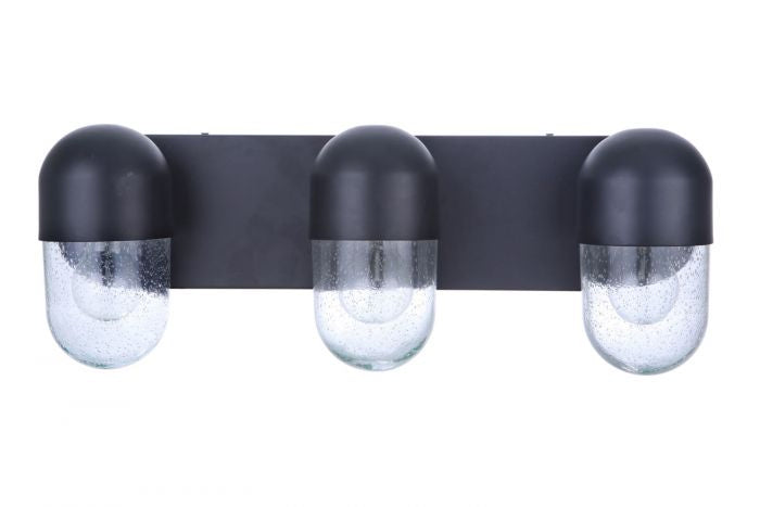 Pill Three Light Vanity in Flat Black