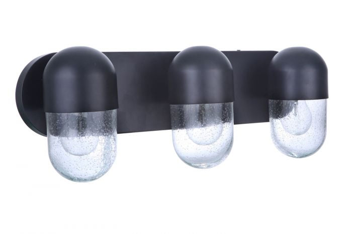 Pill Three Light Vanity in Flat Black