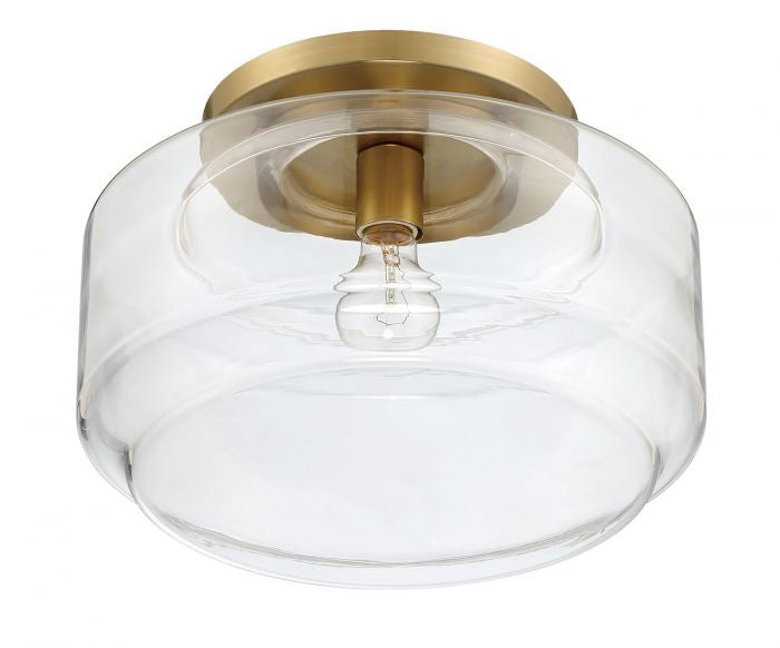 Peri One Light Flushmount in Satin Brass