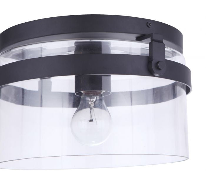 Franklin One Light Outdoor Flush Mount in Midnight