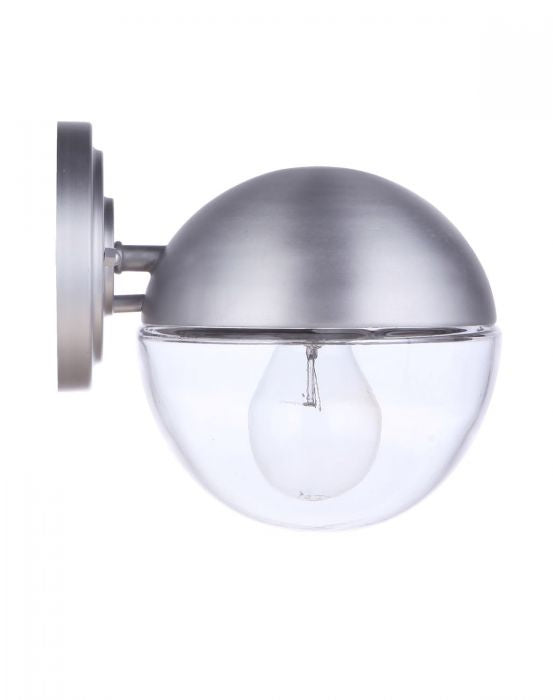 Evie One Light Outdoor Wall Mount in Satin Aluminum