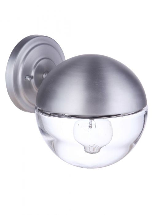 Evie One Light Outdoor Wall Mount in Satin Aluminum