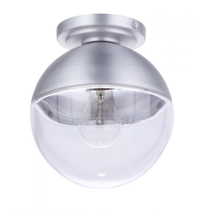 Evie One Light Outdoor Flush Mount in Satin Aluminum