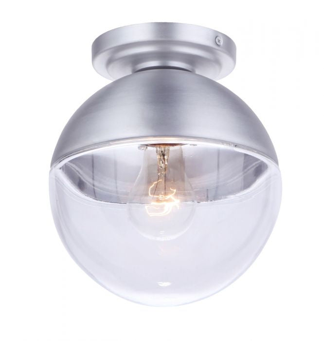 Evie One Light Outdoor Flush Mount in Satin Aluminum