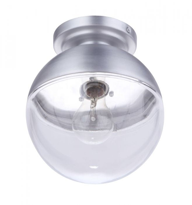 Evie One Light Outdoor Flush Mount in Satin Aluminum