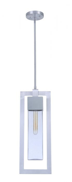 Perimeter One Light Outdoor Pendant in Satin Aluminum