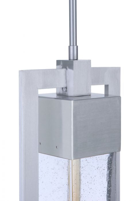 Perimeter One Light Outdoor Pendant in Satin Aluminum