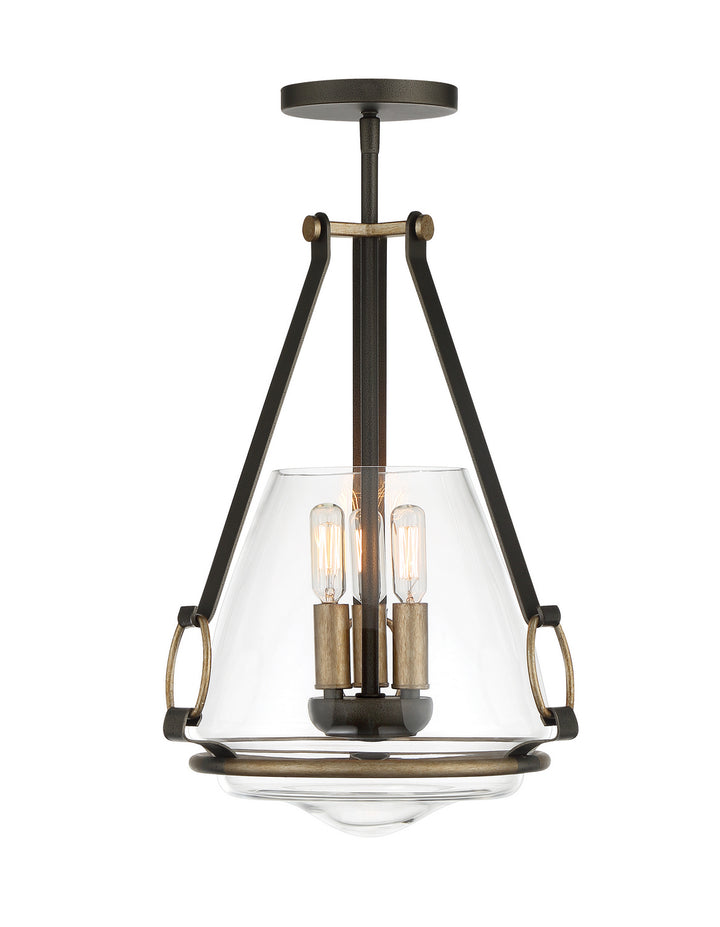 Minka Lavery Eden Valley Three Light Pendant/Semi Flush Mount in Smoked Iron with Aged Gold