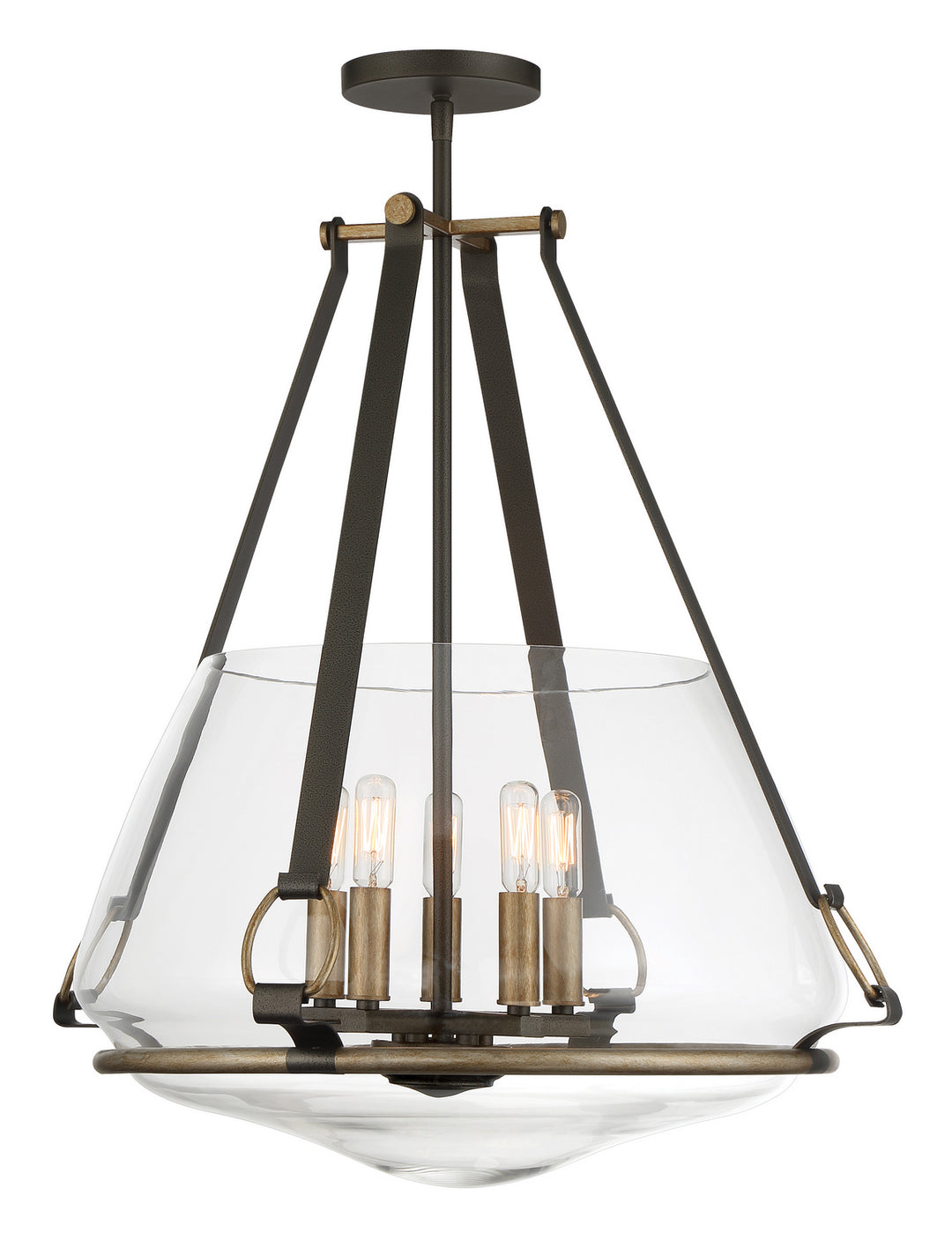 Minka Lavery Eden Valley Five Light Pendant/Semi Flush Mount in Smoked Iron with Aged Gold