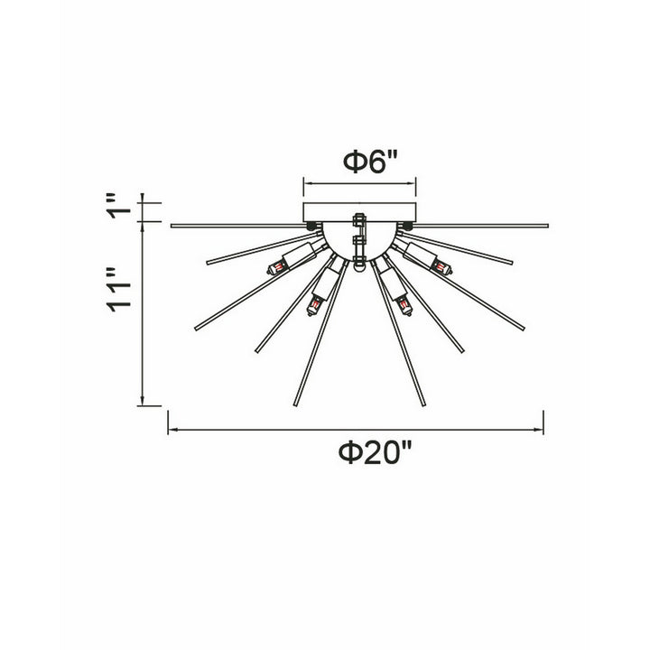 CWI Lighting Six Light Flush Mount