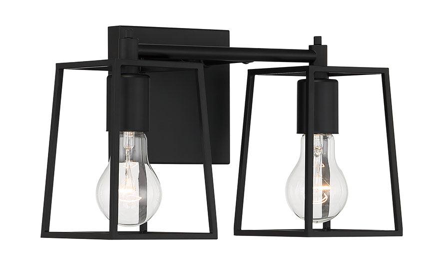 Dunn Two Light Vanity in Flat Black