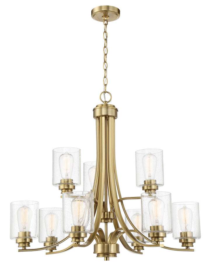 Bolden Nine Light Chandelier in Satin Brass