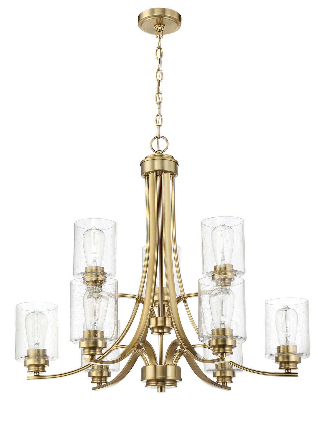 Bolden Nine Light Chandelier in Satin Brass