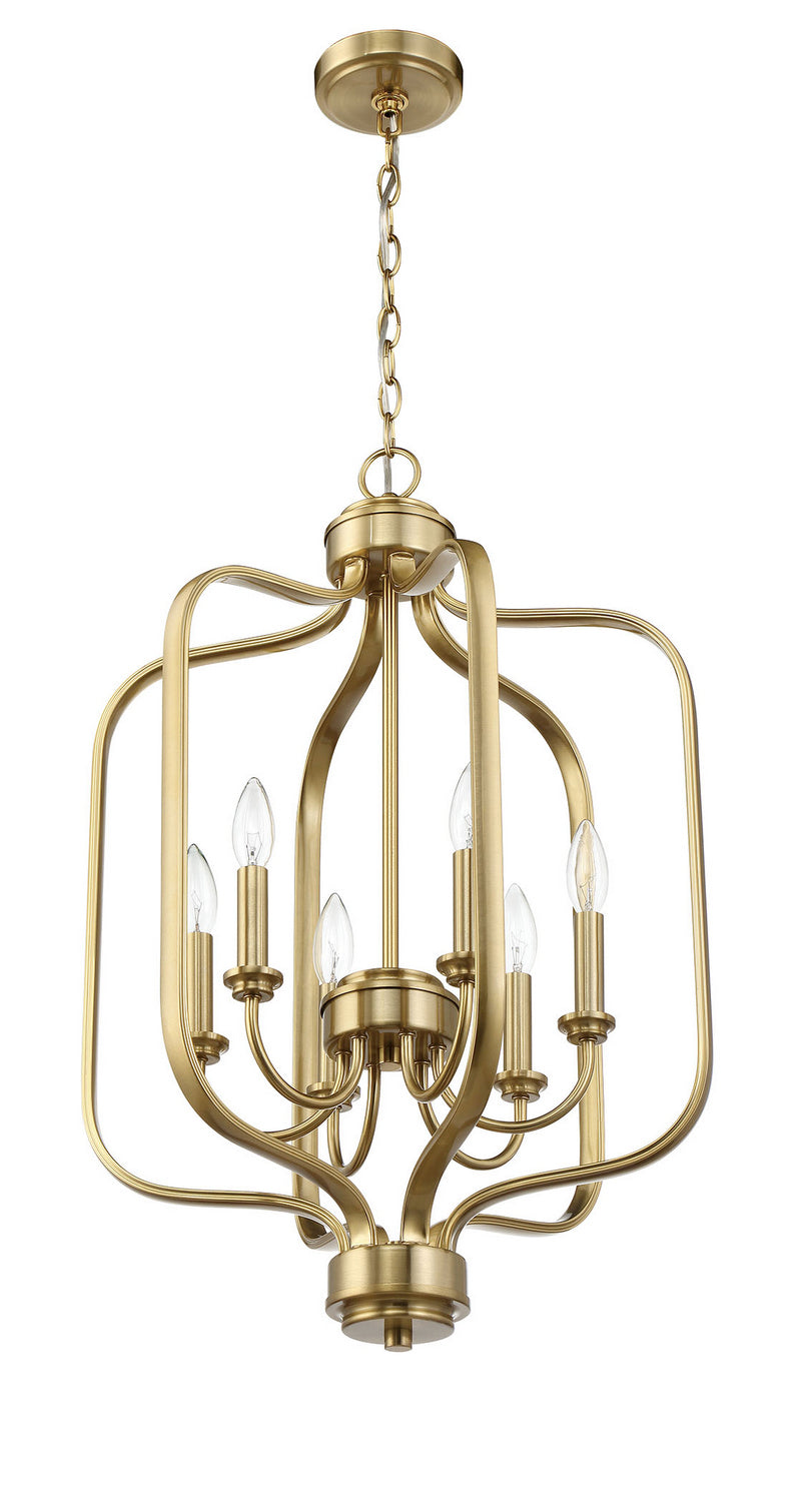 Bolden Six Light Foyer Chandelier in Satin Brass