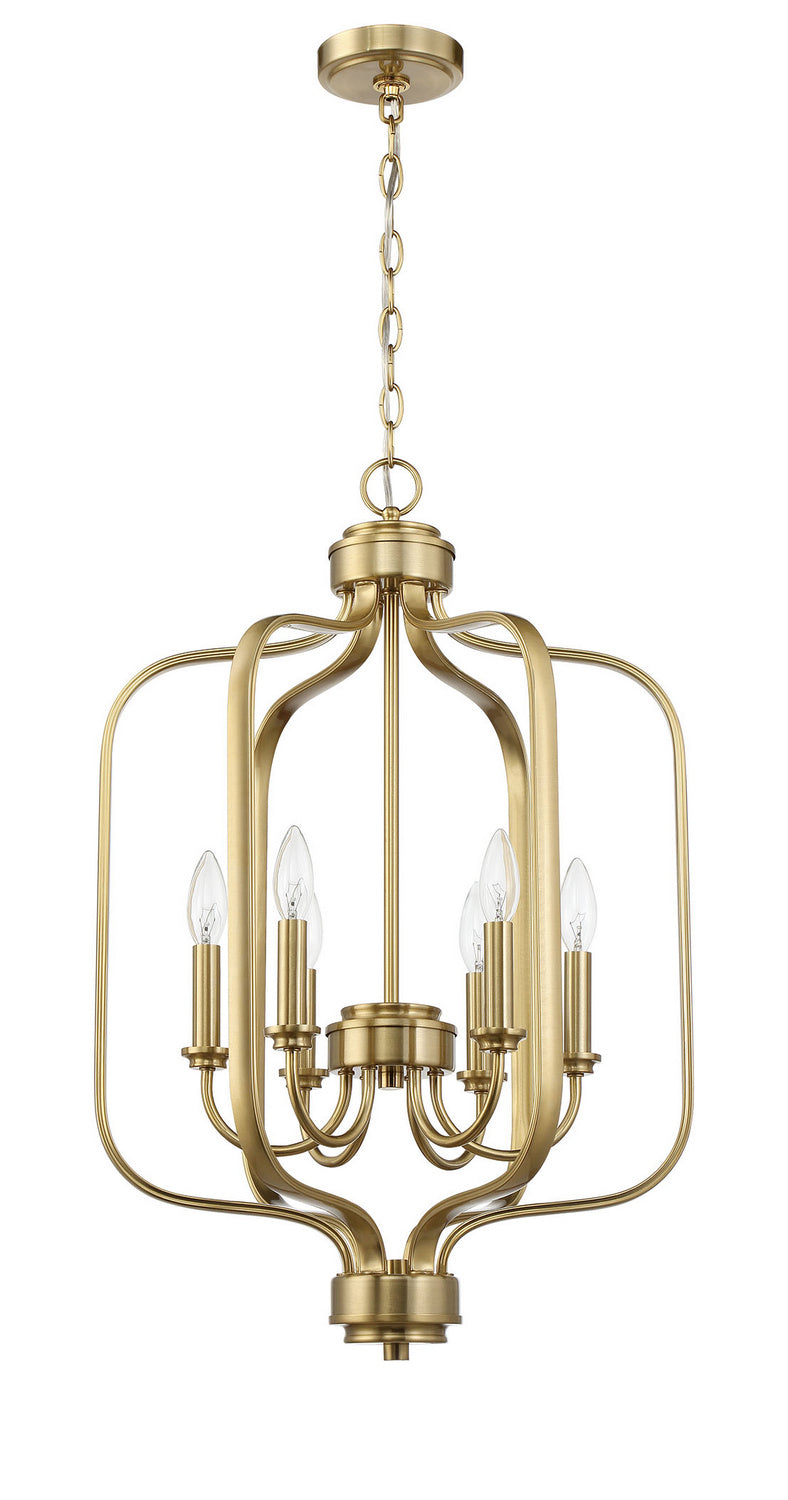 Bolden Six Light Foyer Chandelier in Satin Brass